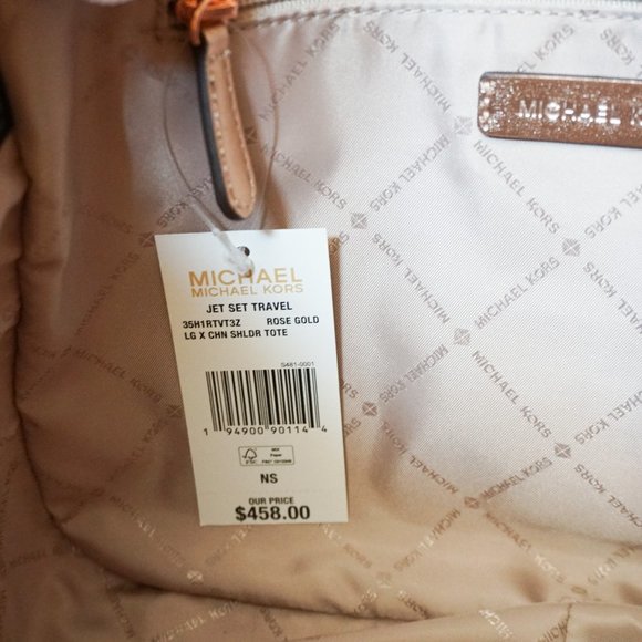 Michael Kors Jet Set Travel Large Chain Shoulder Tote Bag MK Rose Gold - Picture 9 of 13